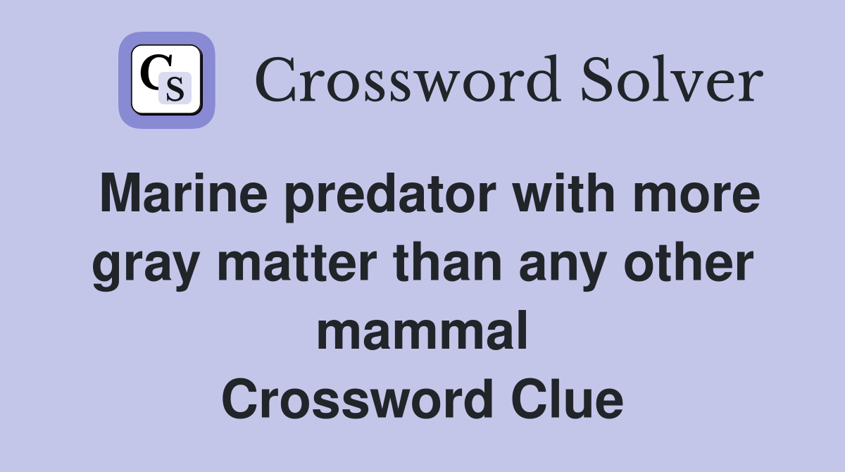 Marine predator with more gray matter than any other mammal - Crossword